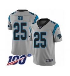 Youth Carolina Panthers #25 Eric Reid Silver Inverted Legend Limited 100th Season Football Jersey