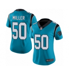 Women's Carolina Panthers #50 Christian Miller Limited Blue Rush Vapor Untouchable Football Jersey