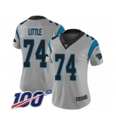 Women's Carolina Panthers #74 Greg Little Silver Inverted Legend Limited 100th Season Football Jersey