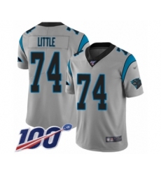 Youth Carolina Panthers #74 Greg Little Silver Inverted Legend Limited 100th Season Football Jersey