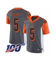 Youth Cincinnati Bengals #5 Ryan Finley Limited Silver Inverted Legend 100th Season Football Jersey