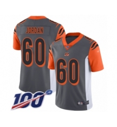 Men's Cincinnati Bengals #60 Michael Jordan Limited Silver Inverted Legend 100th Season Football Jersey