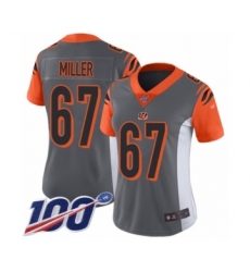 Women's Cincinnati Bengals #67 John Miller Limited Silver Inverted Legend 100th Season Football Jersey