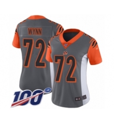 Women's Cincinnati Bengals #72 Kerry Wynn Limited Silver Inverted Legend 100th Season Football Jersey