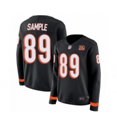 Women's Cincinnati Bengals #89 Drew Sample Limited Black Therma Long Sleeve Football Jersey