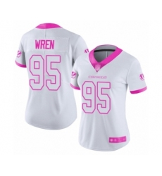Women's Cincinnati Bengals #95 Renell Wren Limited White Pink Rush Fashion Football Jersey