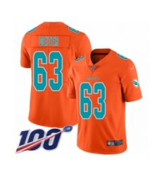 Youth Miami Dolphins #63 Michael Deiter Limited Orange Inverted Legend 100th Season Football Jersey