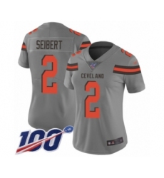 Women's Cleveland Browns #2 Austin Seibert Limited Gray Inverted Legend 100th Season Football Jersey