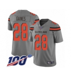 Men's Cleveland Browns #28 Phillip Gaines Limited Gray Inverted Legend 100th Season Football Jersey