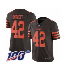 Men's Cleveland Browns #42 Morgan Burnett Limited Brown Rush Vapor Untouchable 100th Season Football Jersey