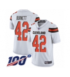 Men's Cleveland Browns #42 Morgan Burnett White Vapor Untouchable Limited Player 100th Season Football Jersey