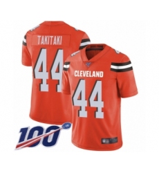 Men's Cleveland Browns #44 Sione Takitaki Orange Alternate Vapor Untouchable Limited Player 100th Season Football Jersey
