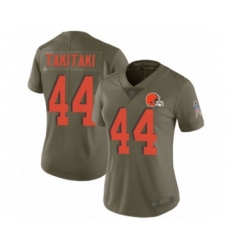 Women's Cleveland Browns #44 Sione Takitaki Limited Olive 2017 Salute to Service Football Jersey