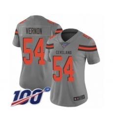 Women's Cleveland Browns #54 Olivier Vernon Limited Gray Inverted Legend 100th Season Football Jersey