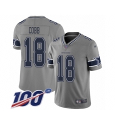 Youth Dallas Cowboys #18 Randall Cobb Limited Gray Inverted Legend 100th Season Football Jersey