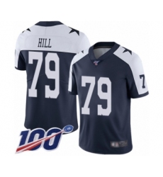 Men's Dallas Cowboys #79 Trysten Hill Navy Blue Throwback Alternate Vapor Untouchable Limited Player 100th Season Football Jersey