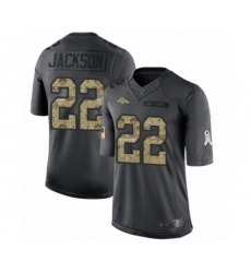 Men's Denver Broncos #22 Kareem Jackson Limited Black 2016 Salute to Service Football Jersey