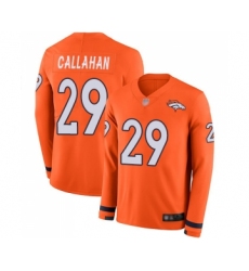 Men's Denver Broncos #29 Bryce Callahan Limited Orange Therma Long Sleeve Football Jersey