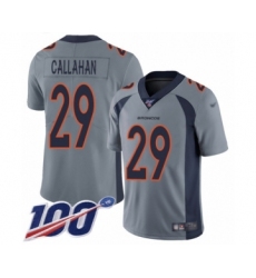 Youth Denver Broncos #29 Bryce Callahan Limited Silver Inverted Legend 100th Season Football Jersey