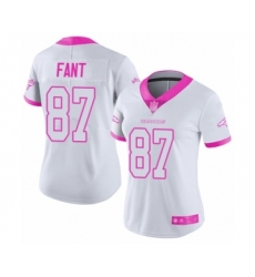 Women's Denver Broncos #87 Noah Fant Limited White Pink Rush Fashion Football Jersey