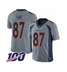 Youth Denver Broncos #87 Noah Fant Limited Silver Inverted Legend 100th Season Football Jersey