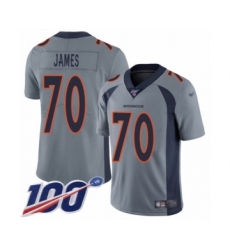 Men's Denver Broncos #70 Ja'Wuan James Limited Silver Inverted Legend 100th Season Football Jersey