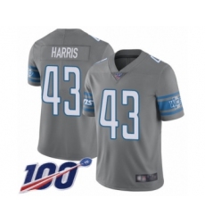 Youth Detroit Lions #43 Will Harris Limited Steel Rush Vapor Untouchable 100th Season Football Jersey