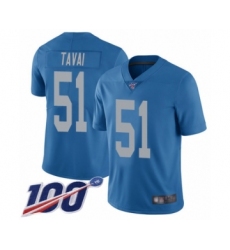 Men's Detroit Lions #51 Jahlani Tavai Blue Alternate Vapor Untouchable Limited Player 100th Season Football Jersey