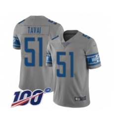 Youth Detroit Lions #51 Jahlani Tavai Limited Gray Inverted Legend 100th Season Football Jersey