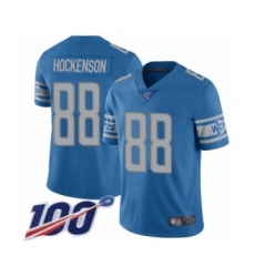 Men's Detroit Lions #88 T.J. Hockenson Blue Team Color Vapor Untouchable Limited Player 100th Season Football Jersey
