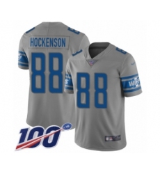 Men's Detroit Lions #88 T.J. Hockenson Limited Gray Inverted Legend 100th Season Football Jersey