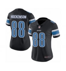 Women's Detroit Lions #88 T.J. Hockenson Limited Black Rush Vapor Untouchable Football Jersey