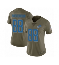 Women's Detroit Lions #88 T.J. Hockenson Limited Olive 2017 Salute to Service Football Jersey