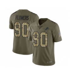 Youth Detroit Lions #90 Trey Flowers Limited Olive Camo Salute to Service Football Jersey
