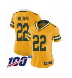 Women's Green Bay Packers #22 Dexter Williams Limited Gold Rush Vapor Untouchable 100th Season Football Jersey