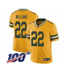 Youth Green Bay Packers #22 Dexter Williams Limited Gold Rush Vapor Untouchable 100th Season Football Jersey