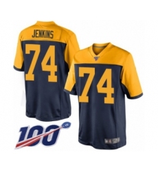 Men's Green Bay Packers #74 Elgton Jenkins Limited Navy Blue Alternate 100th Season Football Jersey