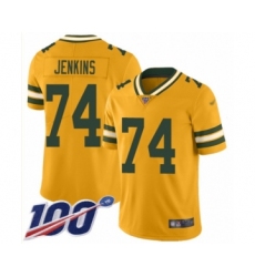 Youth Green Bay Packers #74 Elgton Jenkins Limited Gold Inverted Legend 100th Season Football Jersey