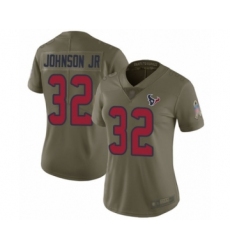 Women's Houston Texans #32 Lonnie Johnson Limited Olive 2017 Salute to Service Football Jersey