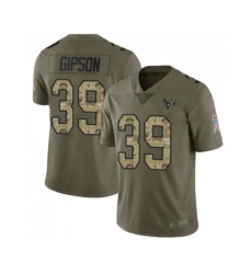 Youth Houston Texans #39 Tashaun Gipson Limited Olive Camo 2017 Salute to Service Football Jersey