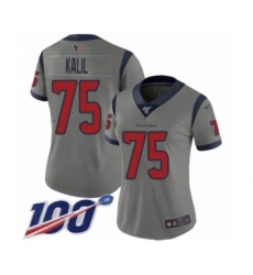 Women's Houston Texans #75 Matt Kalil Limited Gray Inverted Legend 100th Season Football Jersey