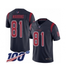 Men's Houston Texans #81 Kahale Warring Limited Navy Blue Rush Vapor Untouchable 100th Season Football Jersey