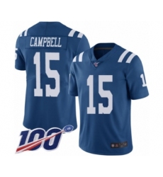Men's Indianapolis Colts #15 Parris Campbell Limited Royal Blue Rush Vapor Untouchable 100th Season Football Jersey