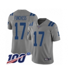 Men's Indianapolis Colts #17 Devin Funchess Limited Gray Inverted Legend 100th Season Football Jersey