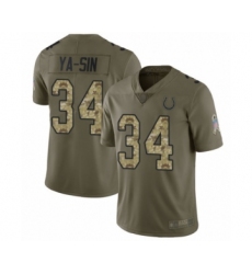 Men's Indianapolis Colts #34 Rock Ya-Sin Limited Olive Camo 2017 Salute to Service Football Jersey