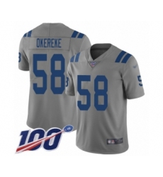 Youth Indianapolis Colts #58 Bobby Okereke Limited Gray Inverted Legend 100th Season Football Jersey