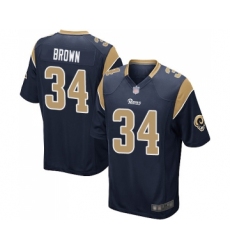 Men's Los Angeles Rams #34 Malcolm Brown Game Navy Blue Team Color Football Jersey