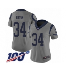 Women's Los Angeles Rams #34 Malcolm Brown Limited Gray Inverted Legend 100th Season Football Jersey