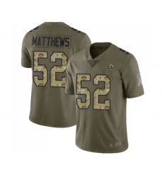 Youth Los Angeles Rams #52 Clay Matthews Limited Olive Camo 2017 Salute to Service Football Jersey