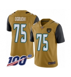 Men's Jacksonville Jaguars #75 Cedric Ogbuehi Limited Gold Rush Vapor Untouchable 100th Season Football Jersey